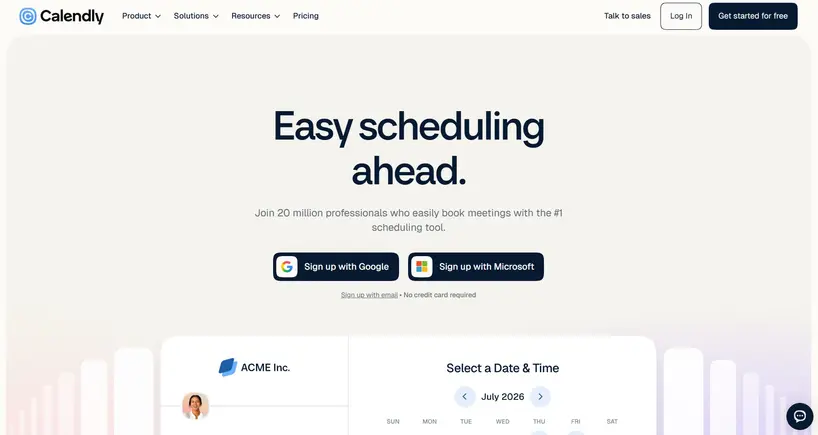 Calendly homepage