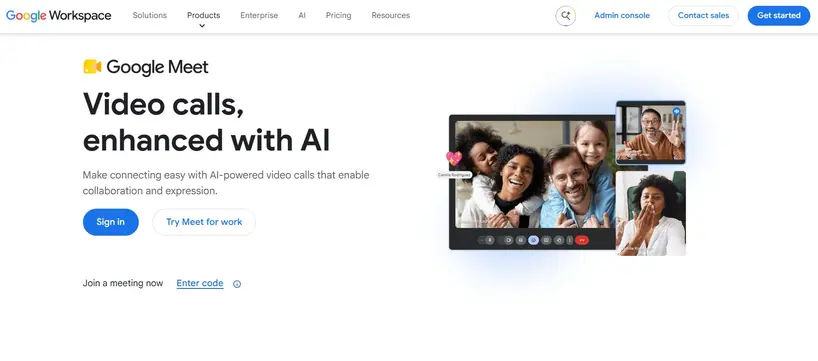 Google Meet homepage