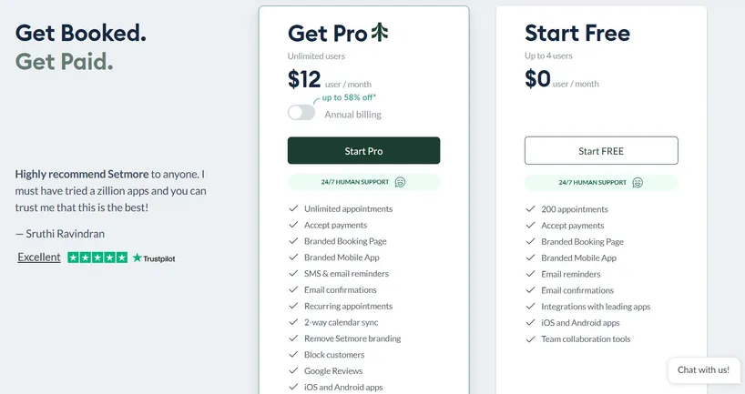 Setmore pricing