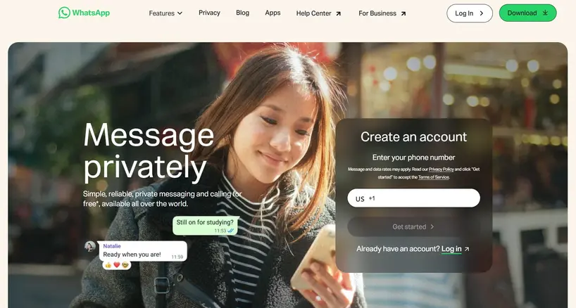 WhatsApp homepage