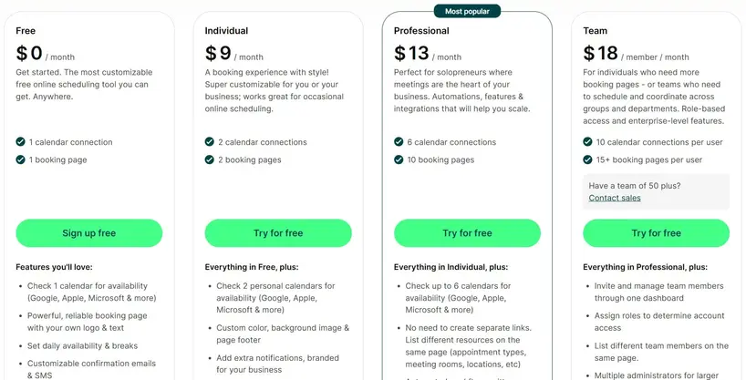 YouCanBookMe pricing
