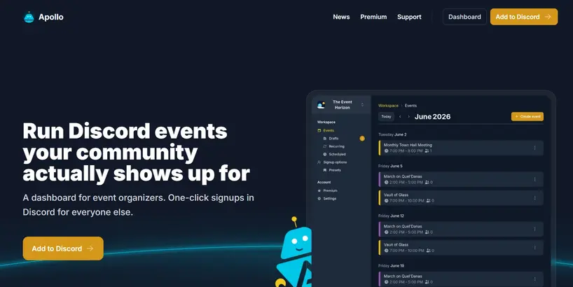Apollo Discord event bot for D&D campaigns