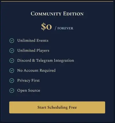 Tabletop Time pricing page