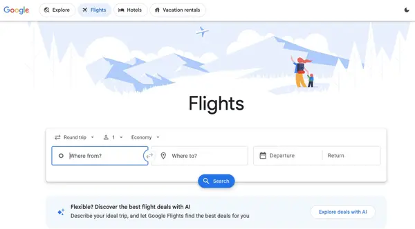 Google Travel interface