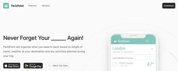 PackPoint interface
