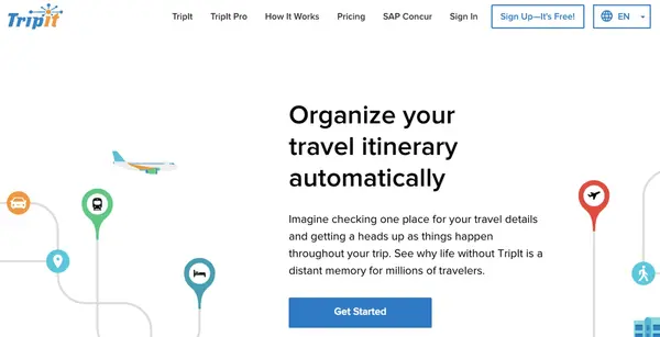 TripIt interface