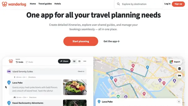 Wanderlog interface