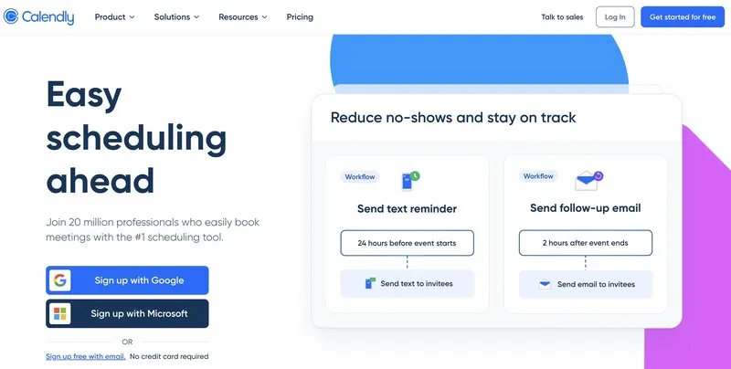 Screenshot of Calendly's homepage