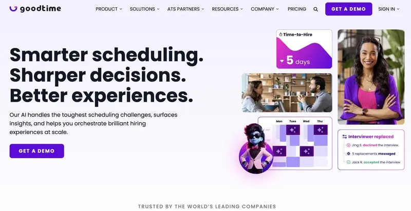 Screenshot of GoodTime's homepage