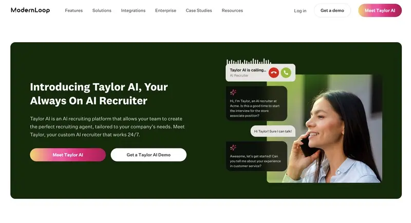 Screenshot of Modernloop's homepage