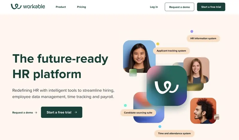 Screenshot of Workable's homepage
