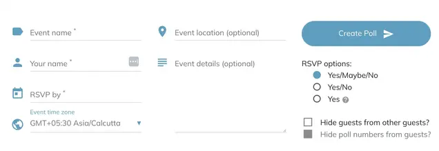 A screenshot of creating a WhenAvailable poll