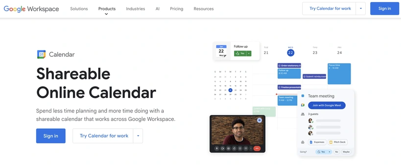 Google Calendar screenshot