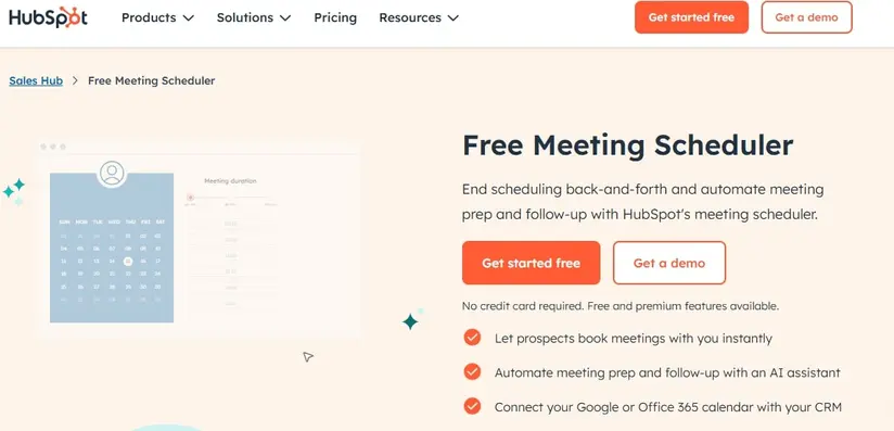 HubSpot Meeting Scheduler screenshot