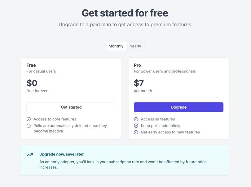 Rallly Pricing screenshot