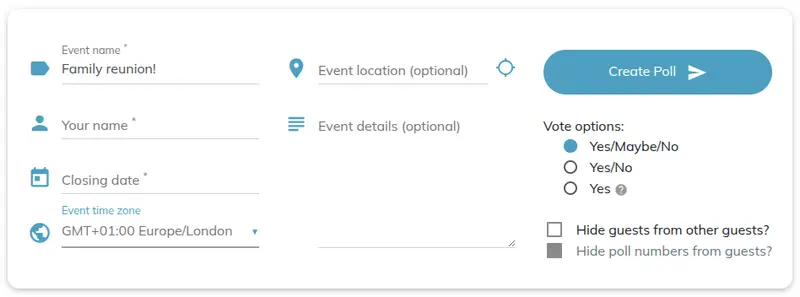 Create poll for family reunion