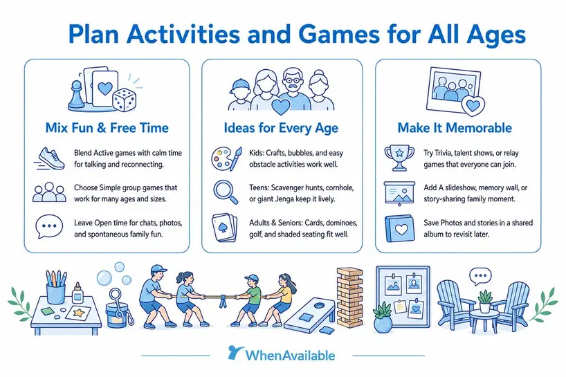 Family Reunion Activities and Games Illustration