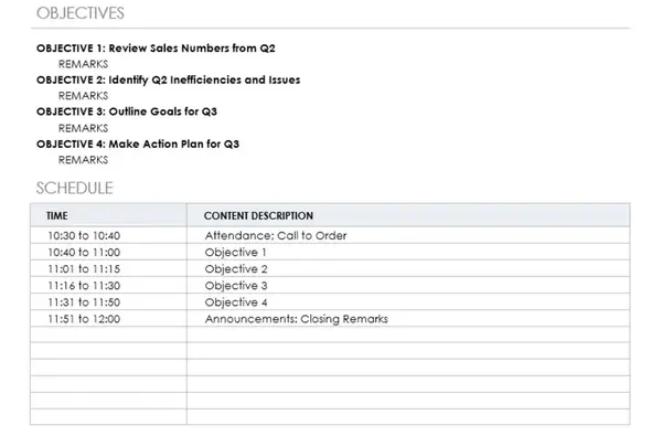 Meeting agenda template