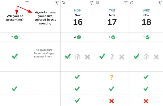 WhenAvailable custom question options