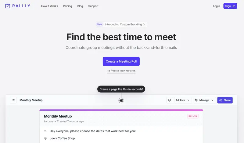 Rallly homepage screenshot