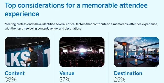 image comparing top considerations for a memorable attendee experience