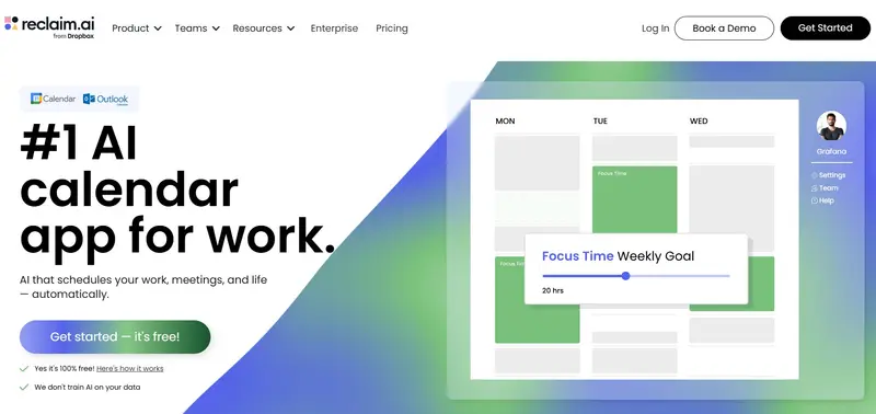 Reclaim.ai interface