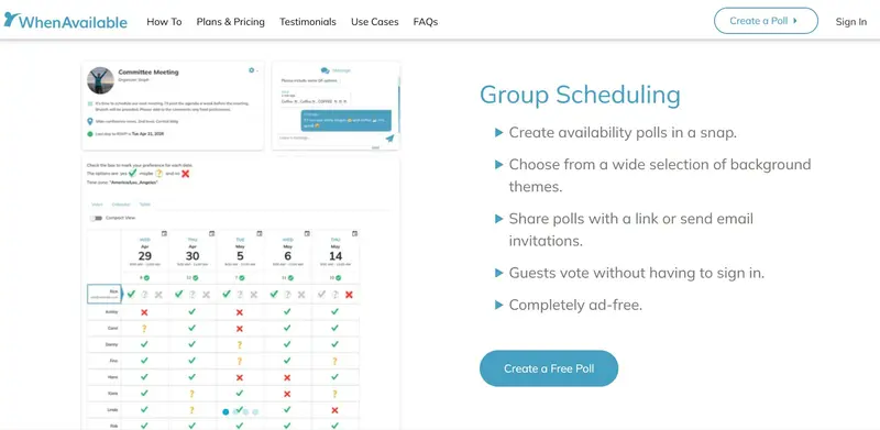 WhenAvailable dashboard