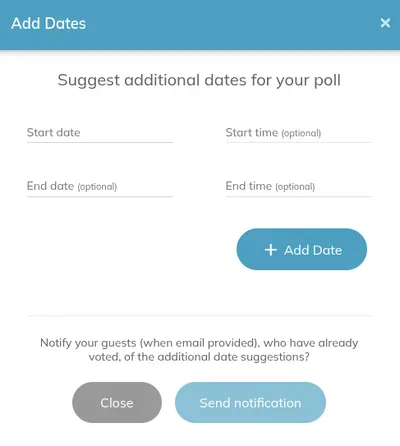 Enter date and time options