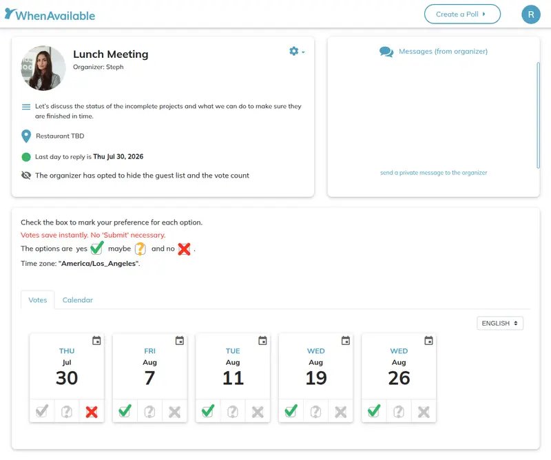 Vote count and guest list hidden screenshot
