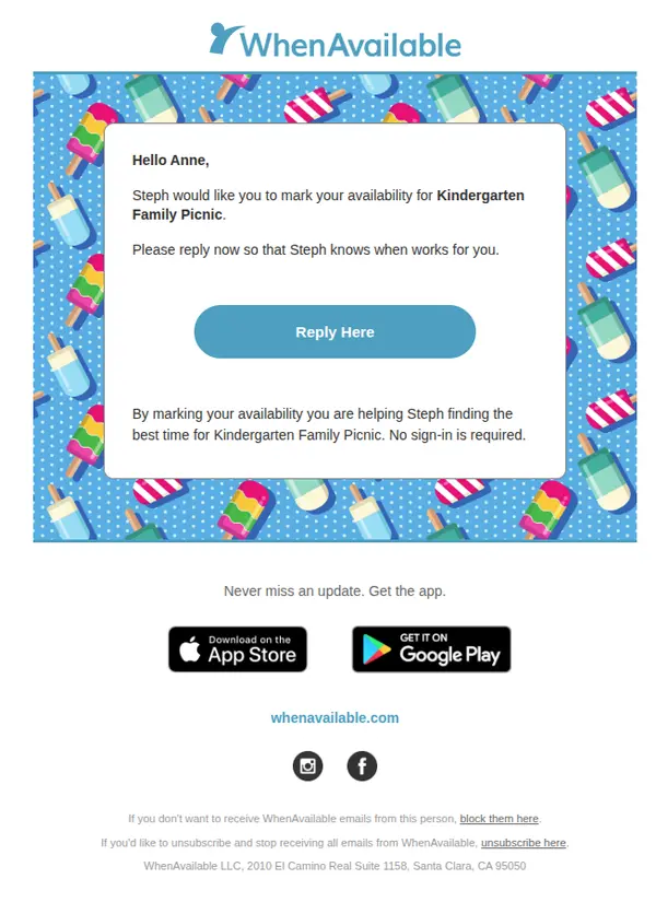 Popsicle summer theme email invitation