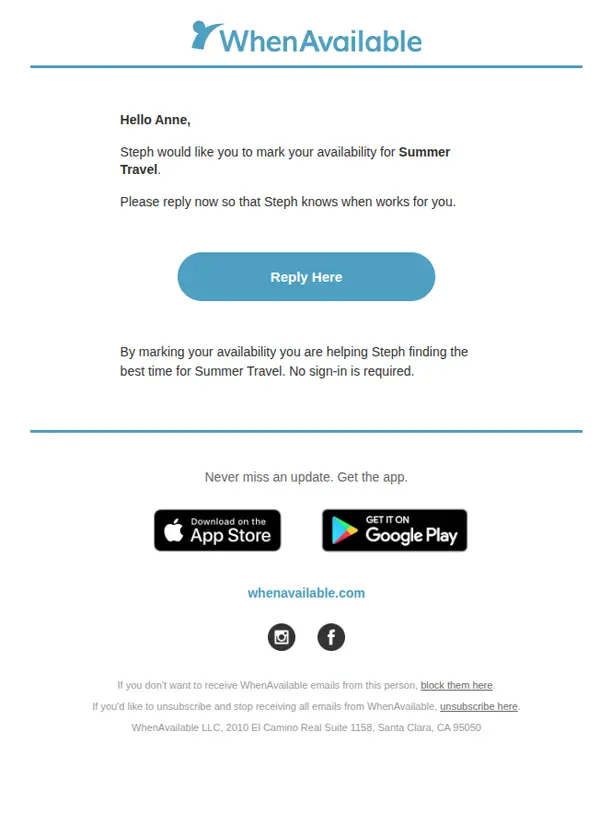 Standard email invitation without theme