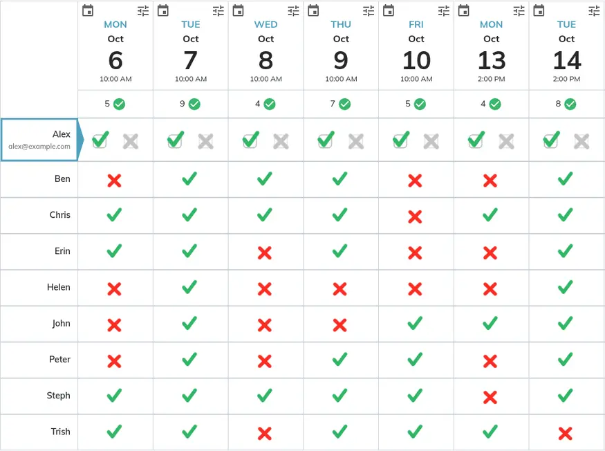 Illustration of diverse people happily looking at a digital calendar with all slots perfectly aligned, symbolizing easy group scheduling.
