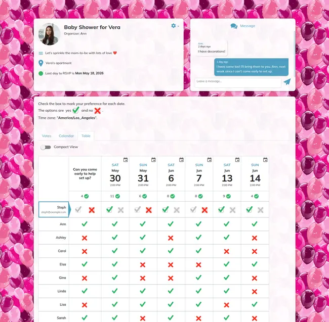 Example Baby Shower Poll