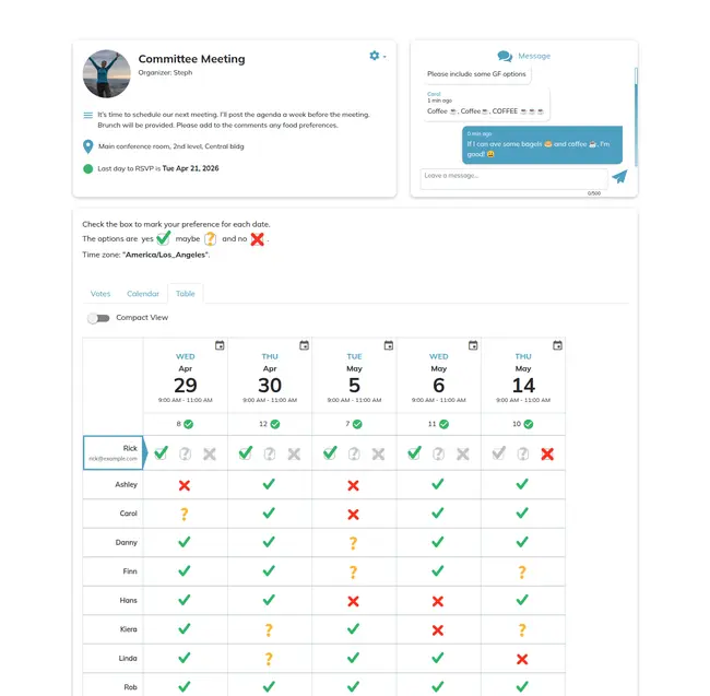 Example Committee Meeting Poll