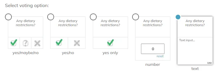 Examples of reply types for poll questions.