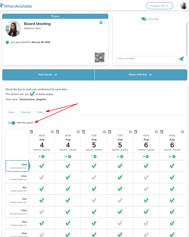 screenshot for voting for guests