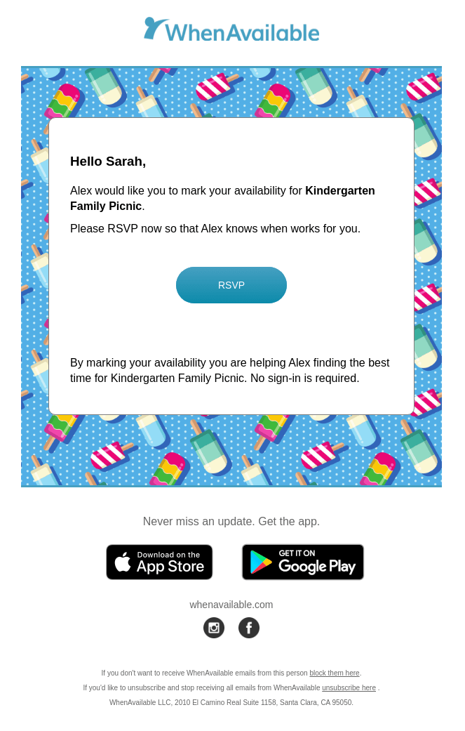 email with a popsicle theme screenshot