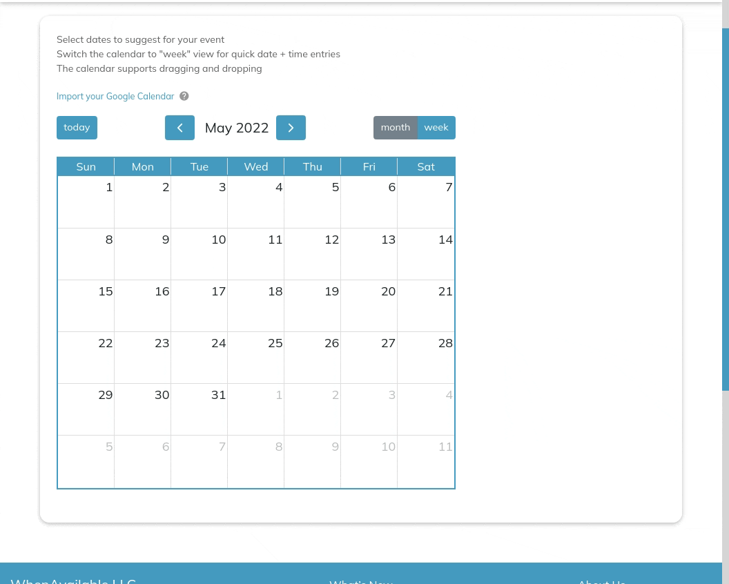 select dates and times using the month view animation